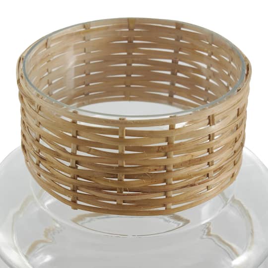 Clear Rattan Wrapped Glass Bubble Vase Set